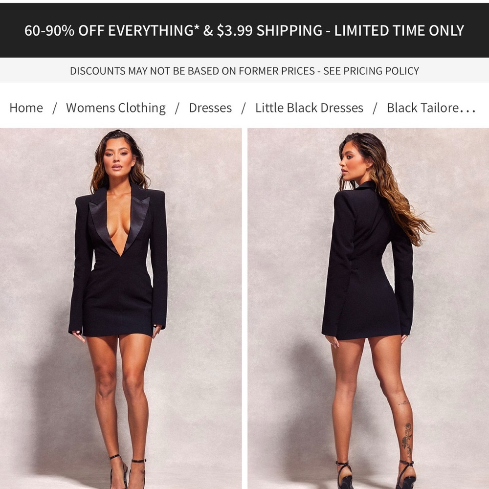 PrettyLittleThing Black Midi Dress